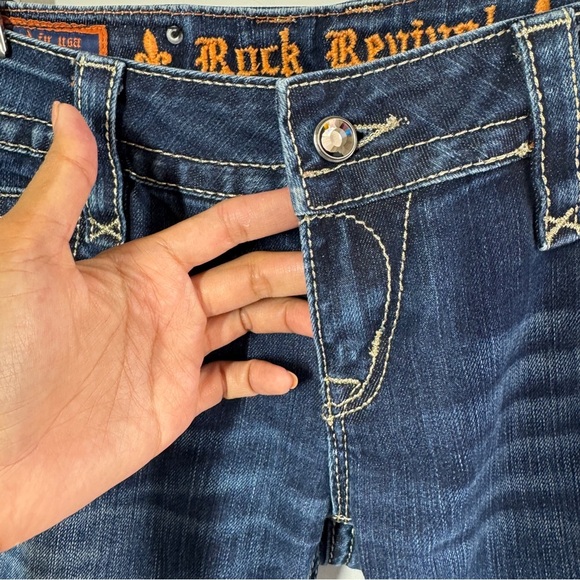 Y2K Rock Revival Adele Skinny Jeans Blue Size 29 Distressed Stretch Denim - Picture 5 of 16